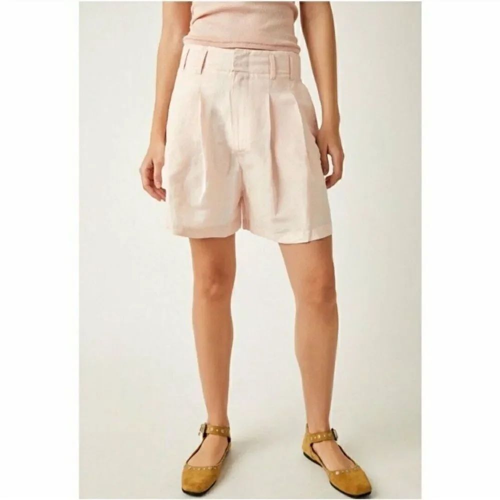 Free People NWT Calla Pleated Linen Blend Trouser
Shorts In Pink Rose Size 6